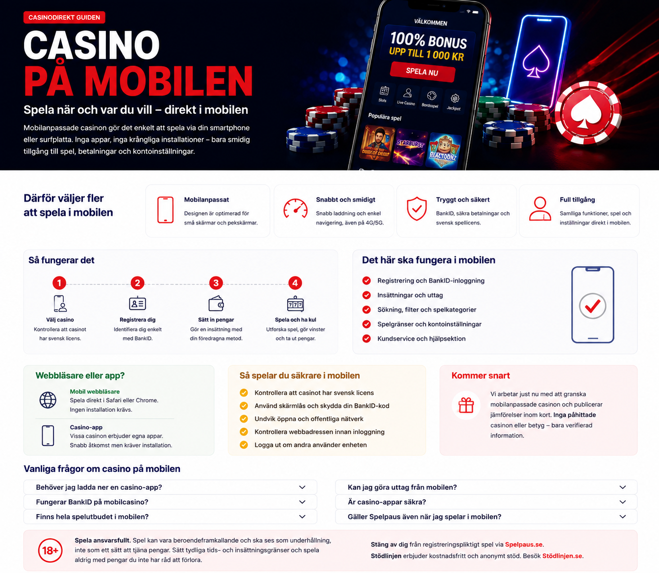 Casino på mobilen – guide till mobilanpassade svenska casinon