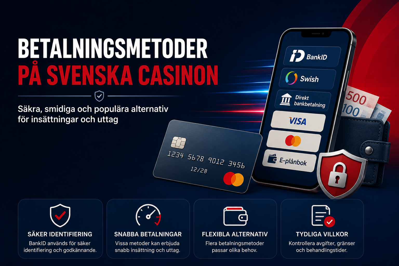 Betalningsmetoder på svenska casinon – BankID, Swish, bankbetalning och kort